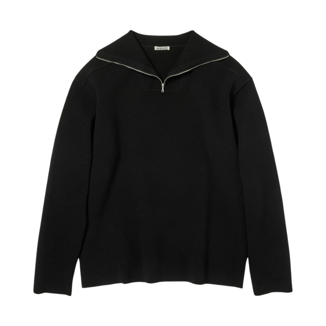 오라리 헤비 밀라노 립 니트 집 터틀 블랙 - 23AW(Auralee Heavy Milano Rib Knit Zip Black - 23AW) - 1