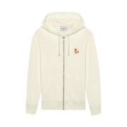 Maison Kitsune Chillax Fox Patch Zipped Hoodie Ecru