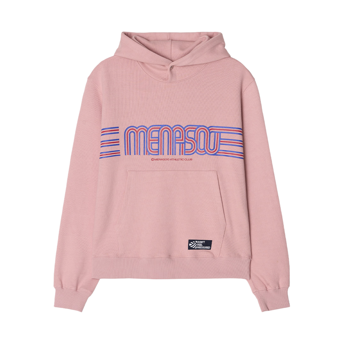 미나수 스트라이프 로고 후디 핑크