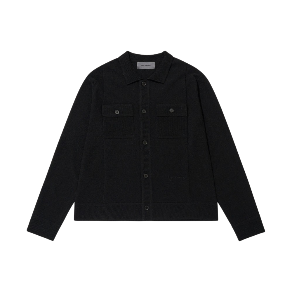 BR024PCD0001C01 BY RANG Wool-Cashmere Pocket Logo Cardigan Black