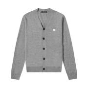 Acne Studios Keve Face V-Neck Cardigan Grey Melange - 21SS