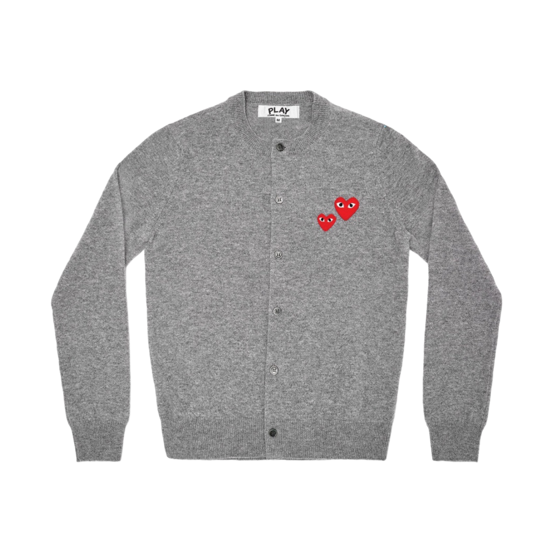 (W) 플레이 꼼데가르송 더블 하트 가디건 그레이((W) Play Comme des Garcons Double Heart Cardigan Grey) - 1