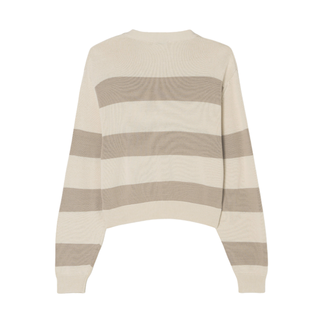 (W) 아비에무아 브이넥 코튼 스트라이프 가디건 베이지((W) Aviemuah V-Neck Cotton Striped Cardigan Beige) - 2