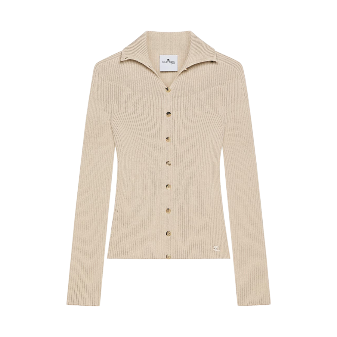 125MGI027FI00491054 (W) Courreges Solar Rib Cardigan Cappuccino
