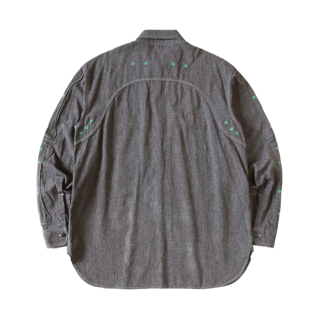 캐피탈 헤더 샴브레이 본 패치 벤틸레이터 워크 셔츠 차콜(Kapital Heather Chambray Bone Patch Ventilator Work Shirt Charcoal) - 2