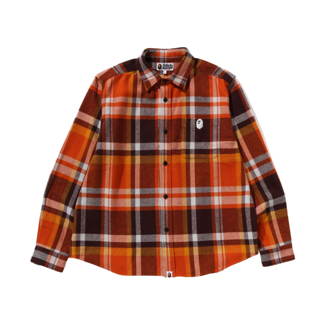 베이프 체크 릴렉스드 핏 셔츠 오렌지