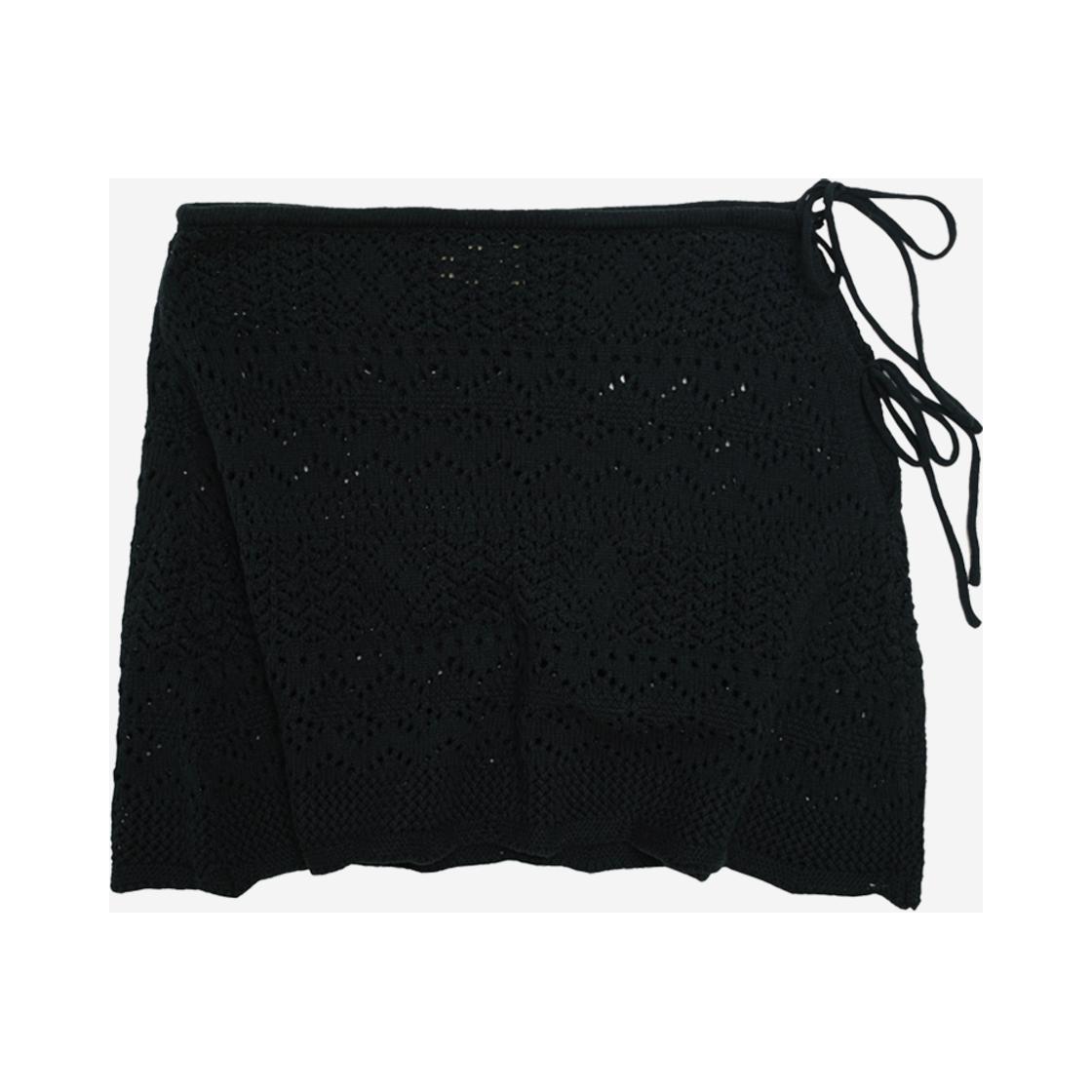100130 Flatwave Tiki Knitted Wrap Skirt Black