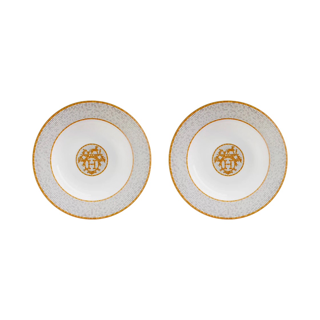 P026013P Hermes Mosaique Au 24 Soup Plate Gold (2 Plates)