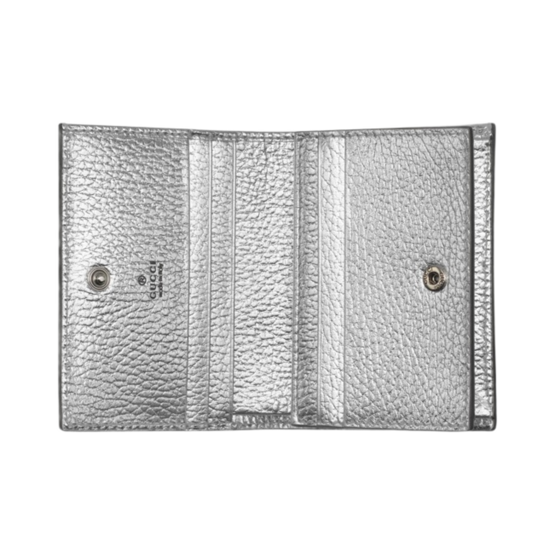구찌 GG 마몽 카드 케이스 지갑 메탈릭 실버 레더(Gucci GG Marmont Card Case Wallet Metallic Silver Leather) - 2
