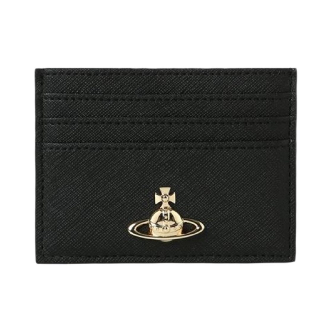 5112001KU-S000B-N401 Vivienne Westwood Saffiano Flat Card Holder Black