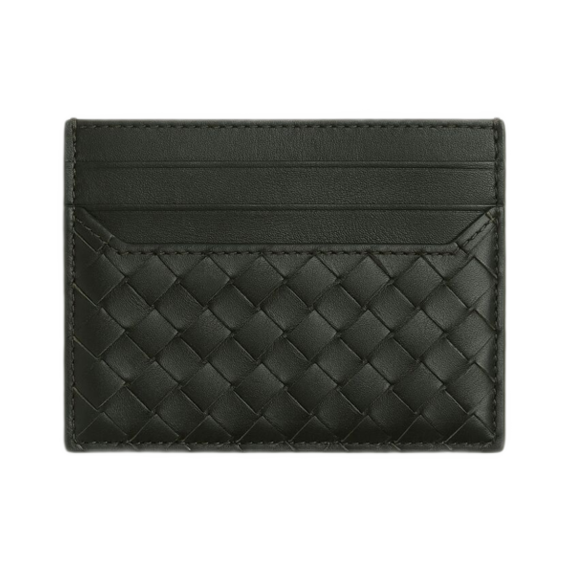 817397V4LQ13009 Bottega Veneta Intrecciato Piccolo Card Case Dark Green