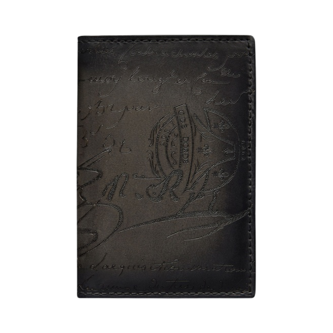 벨루티 자구아 스크리토 레더 카드 홀더 네로 그리지오(Berluti Jagua Scritto Leather Card Holder Nero Grigio)