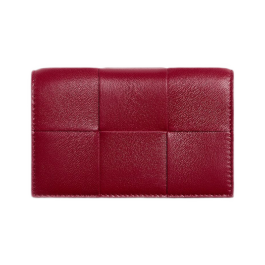 Bottega Veneta Cassette Business Card Case Dark Red Bliss Washed