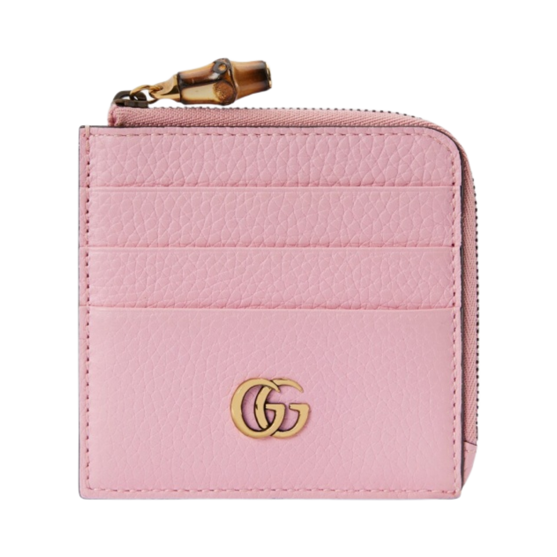 739497-AABXM-5823 Gucci Double G Card Case with Bamboo Pink Leather