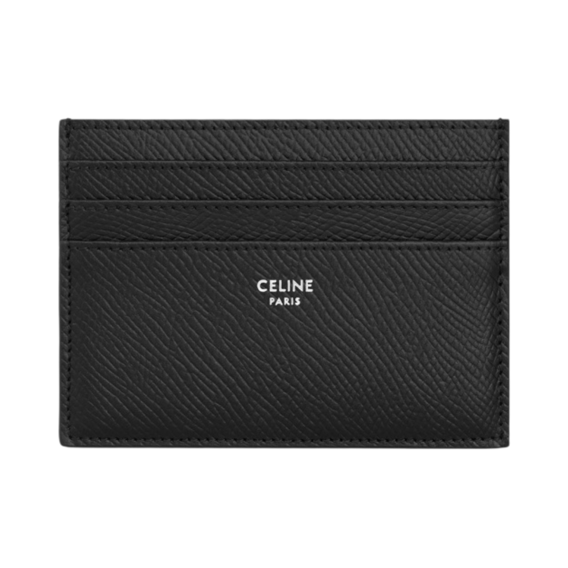 10K913BEL-38SI Celine Large Card Holder in Grained Calfskin Black