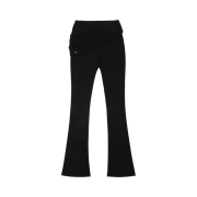 (W) Bohemian Seoul Basic Folded Boots Cut Pants Black