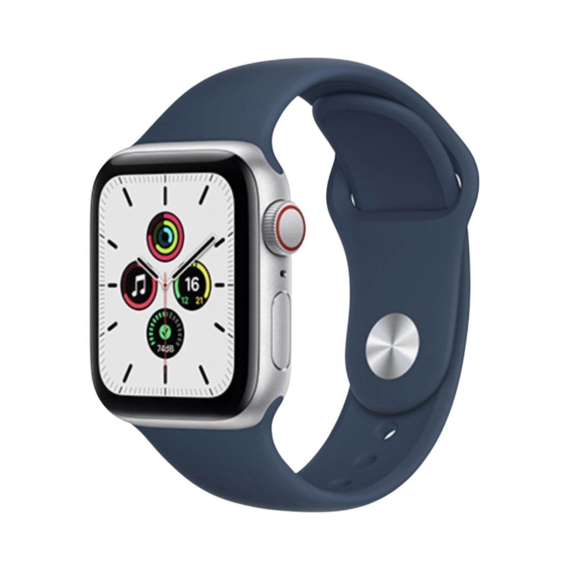 애플 워치 SE 40mm 셀룰러 실버 알루미늄 케이스 스포츠 밴드 어비스 블루 (국내 정식 발매 제품)