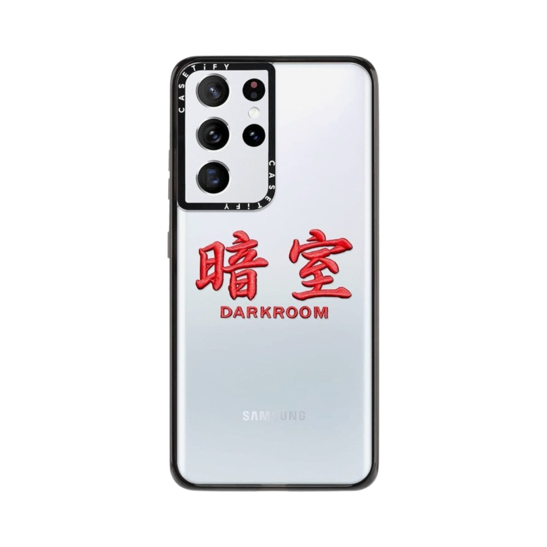 케이스티파이 x 다크룸 스튜디오 레드 스티치 로고 임팩트 갤럭시 케이스 클리어 블랙(Casetify x Darkr8m Studio Red Stitch Logo Impact Galaxy Case Clear Black) - 2