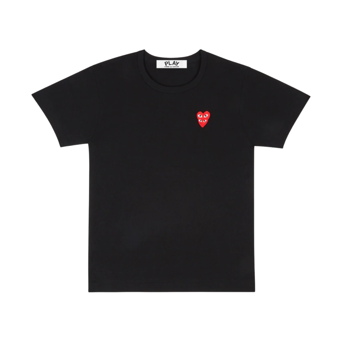 (W) 플레이 꼼데가르송 더블 레드 하트 티셔츠 블랙((W) Play Comme des Garcons Double Red Heart T-Shirt Black) - 1