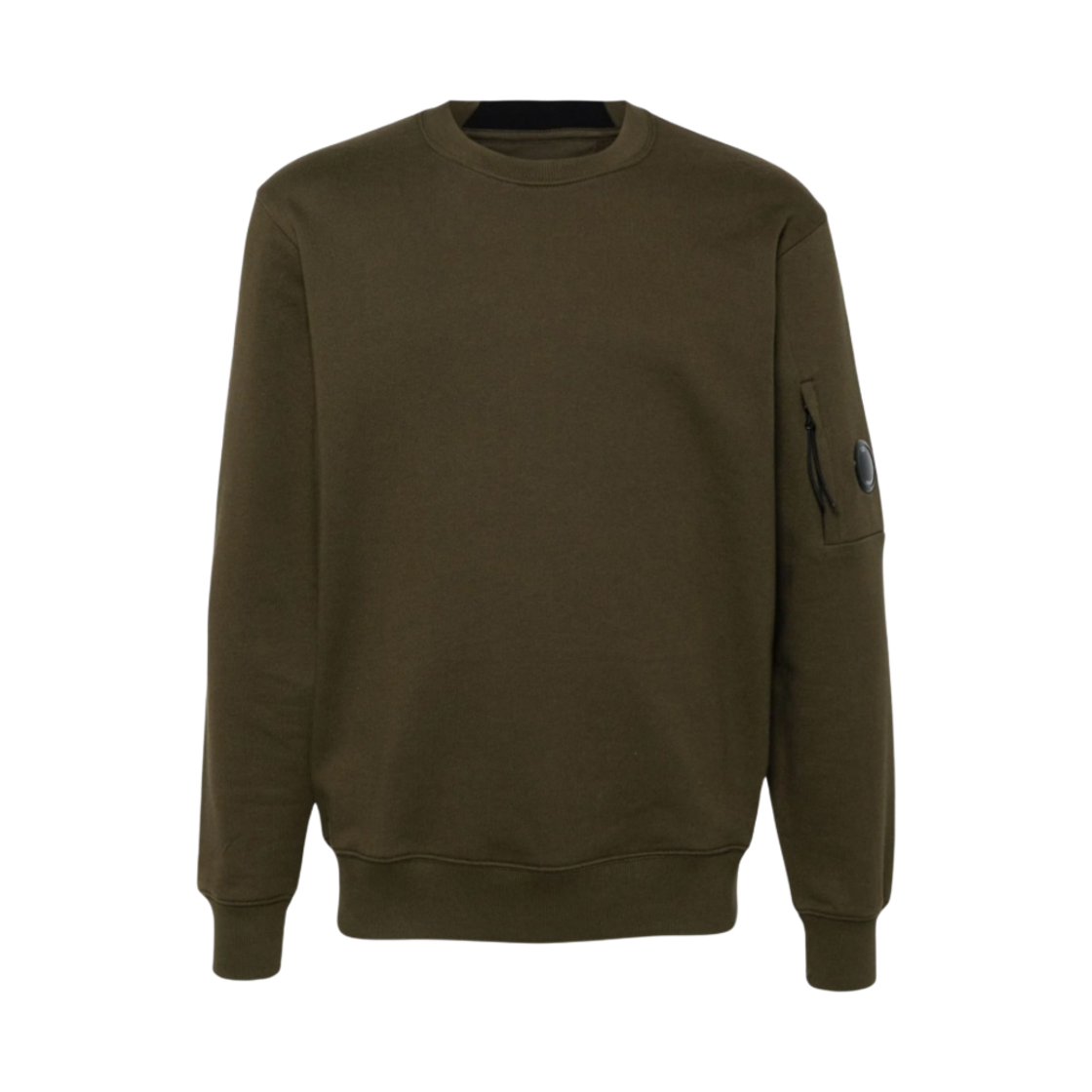 17CMSS023A005086W683 C.P. Company Diagonal Raised Fleece Crew Neck Lens Sweatshirt Ivy Green - 24FW