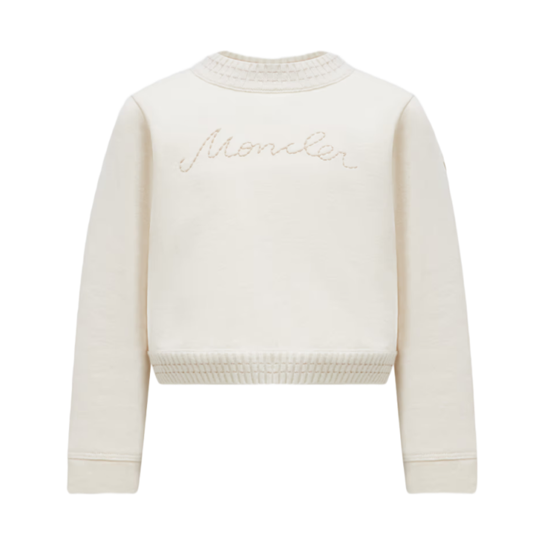 (키즈) 몽클레르 자수 로고 코튼 스웨트셔츠 화이트 - 24FW((Kids) Moncler Embroidered Logo Cotton Sweatshirt White - 24FW) - 1