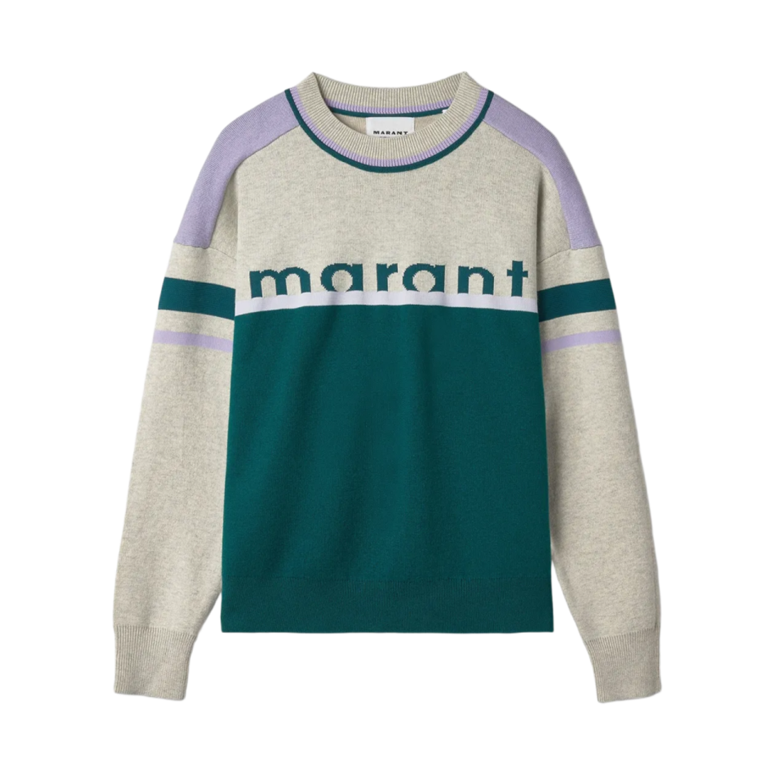 PU0115FA-A1L61E-60ED (W) Isabel Marant Logo Jacquard Sweater Green Grey - 23SS