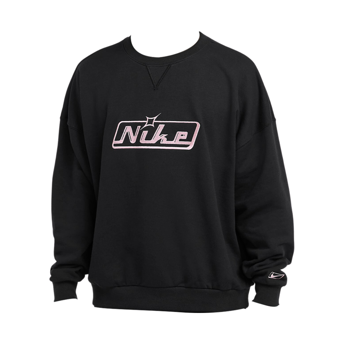 HQ2957-010 Nike Club Oversized Crewneck Sweatshirt Black Pink Glaze - Asia