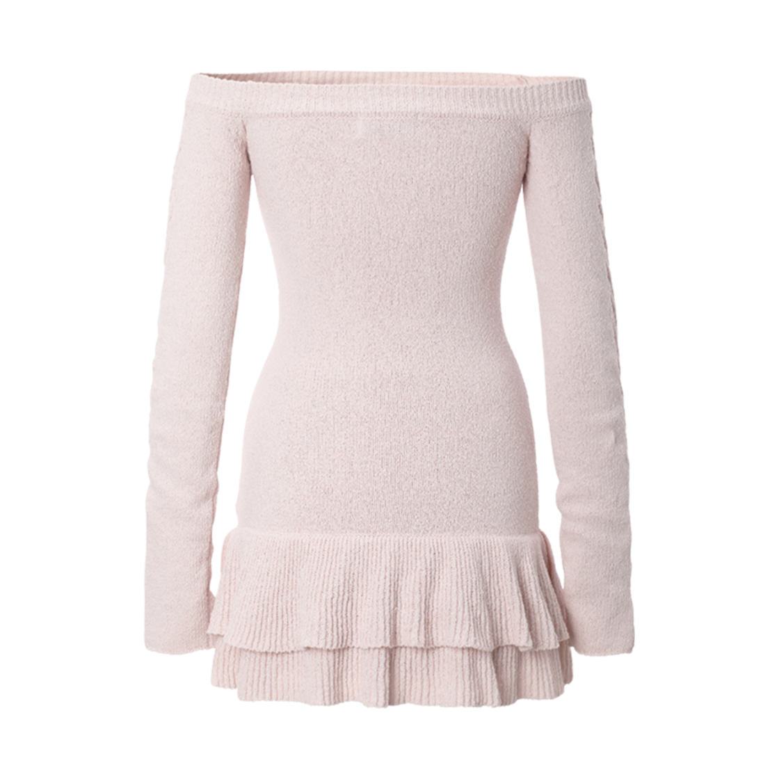 (W) 쓰리타임즈 케이블 오프숄더 드레스 핑크((W) Threetimes Cable Off-Shoulder Dress Pink) - 2