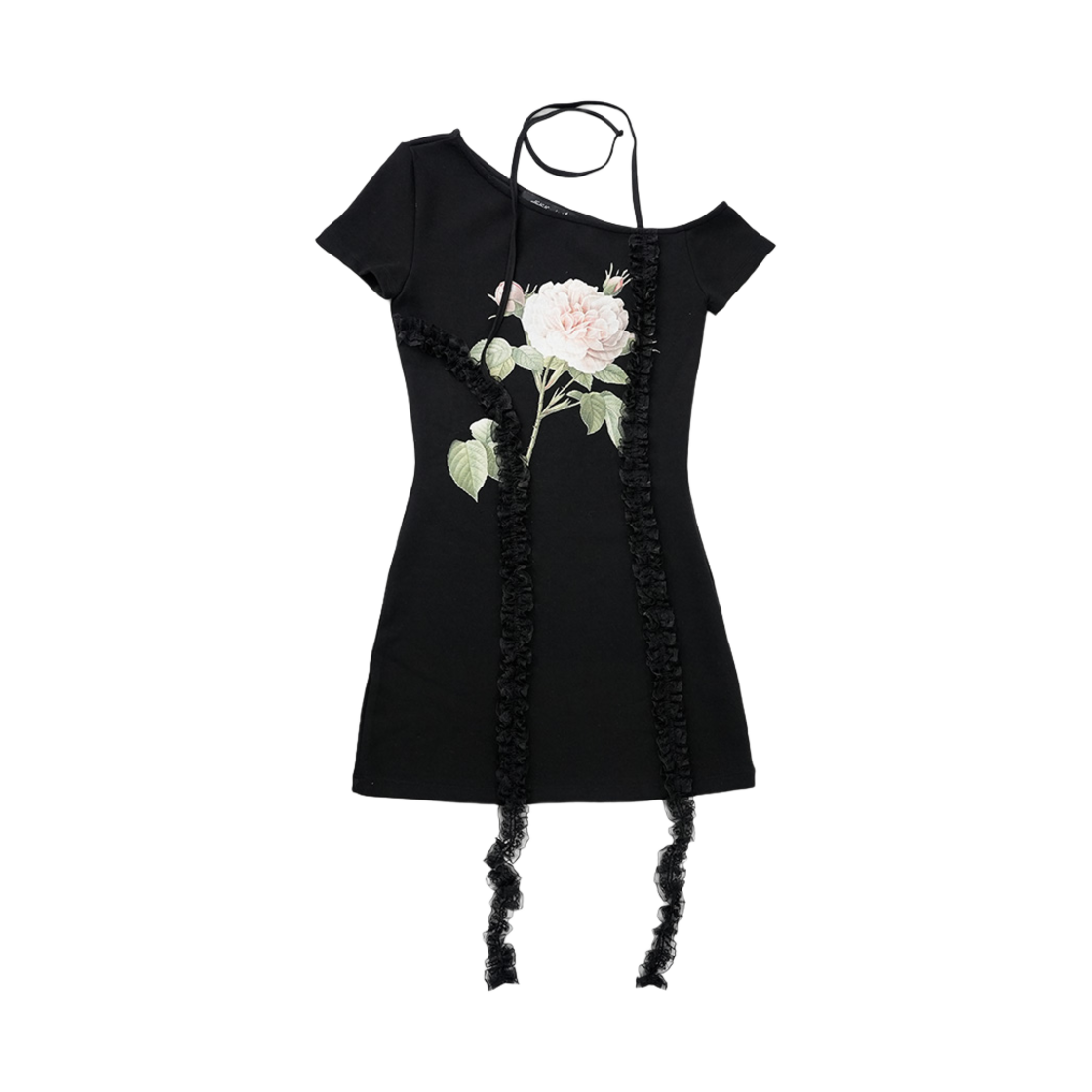 24SOP02BK Elfelfelf Archives Lace Lined Dress Black