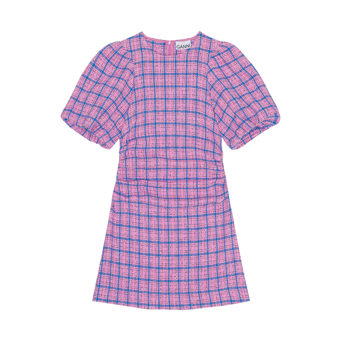 (W) 가니 체크 수팅 미니 드레스 와일드 오어키드((W) Ganni Check Suiting Mini Dress Wild Orchid) - 1