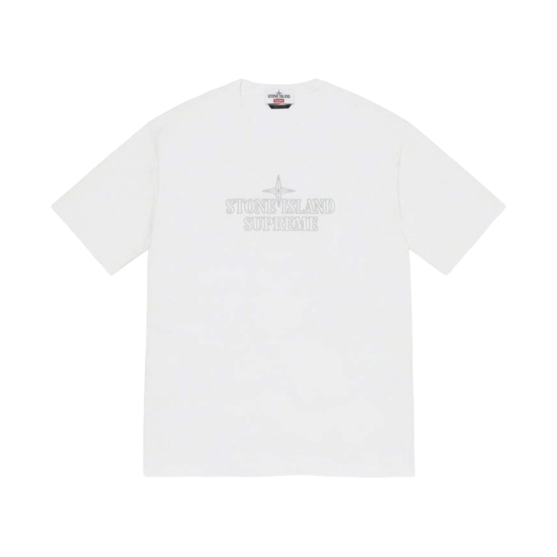 슈프림 x 스톤 아일랜드 자수 로고 S/S 탑 화이트 - 20FW