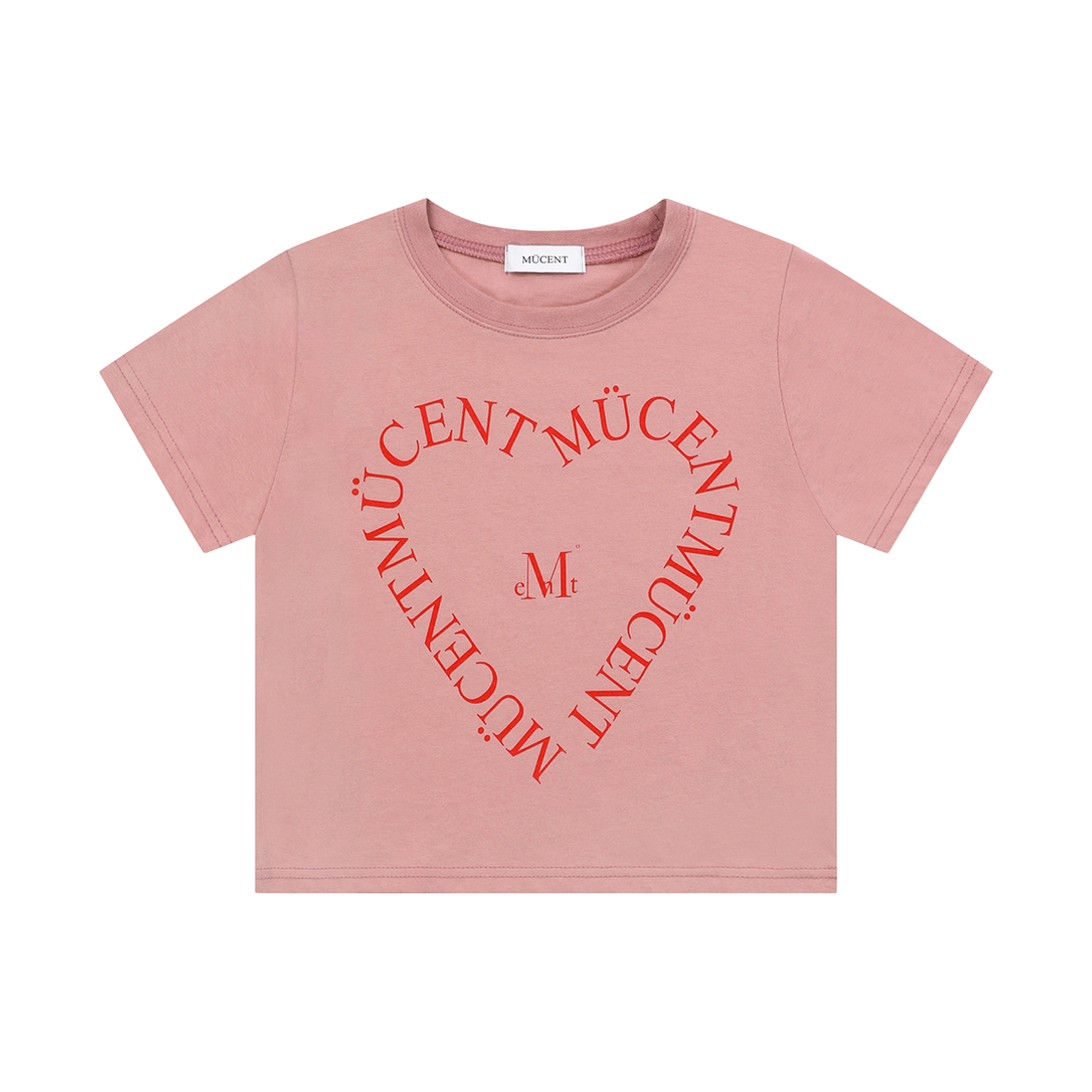 무센트 하트 레터링 반팔 티 인디 핑크(MUCENT Heart Lettering Half T Indi Pink) - 1