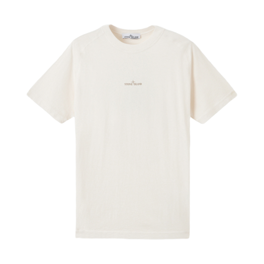 Stone Island 2100020 Organic Cotton Jersey Slim Fit T-Shirt with Institutional One Print Ivory - 25SS