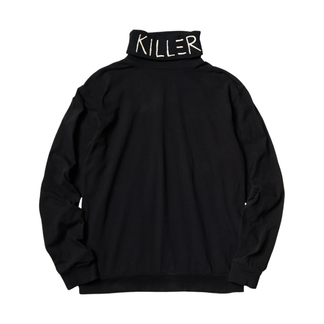 K2409LC019 Kapital 18.5 Jersey High Neck L/S T-Shirt Killer Embroidery Black