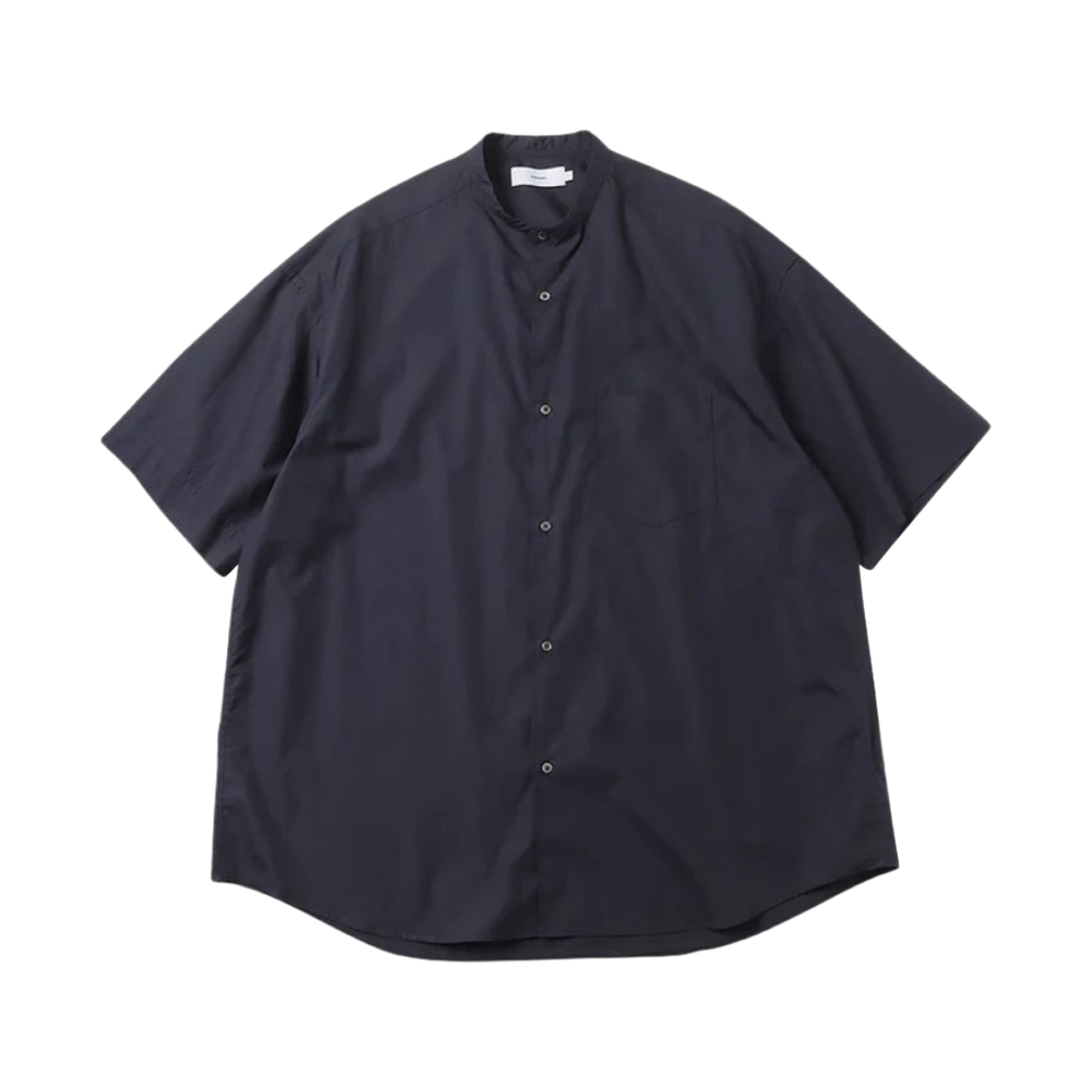 그라프페이퍼 브로드 숏슬리브 오버사이즈 밴드 칼라 셔츠 네이비(Graphpaper Broad S/S Oversized Band Collar Shirt Navy)