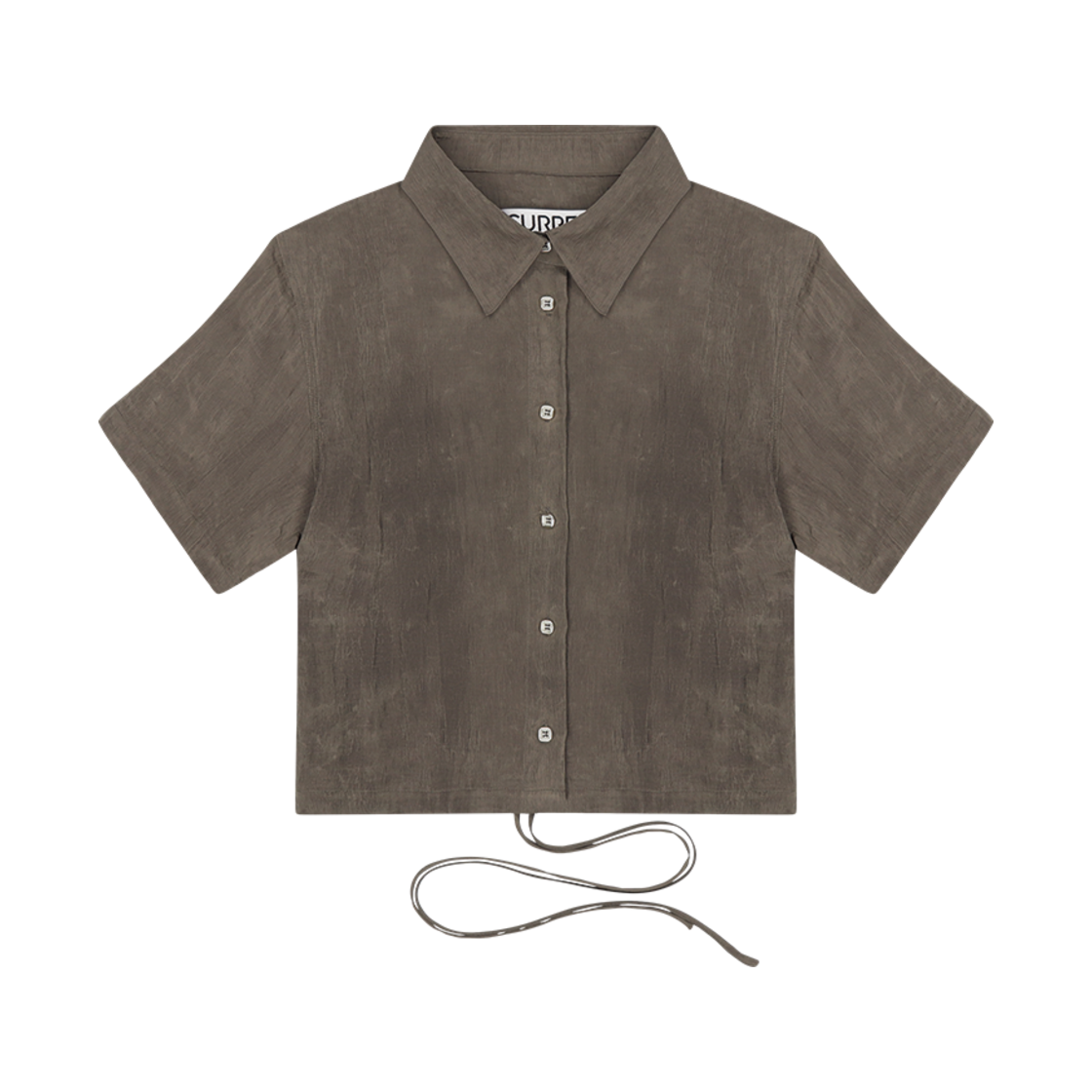 P0000DCY_5 Current Solid Strap Detail Crop Shirt Khaki