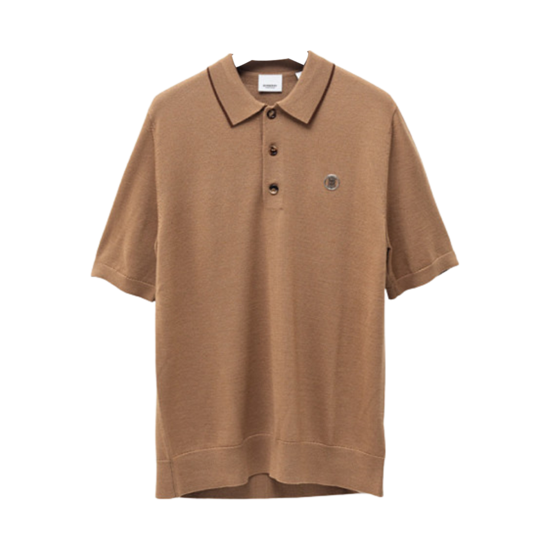 8041917 Burberry Monogram Motif Wool Silk Cashmere Polo Shirt Brown