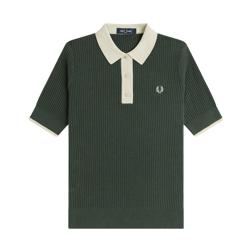 프레드페리 우먼즈 메시 니트 폴로 셔츠 코트 그린(Fred Perry Womens Mesh Knit Polo Shirt Court Green) - 1