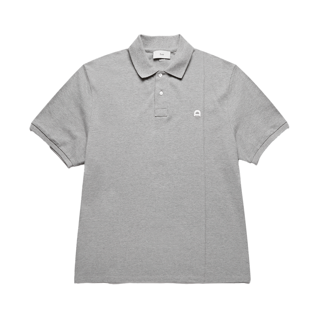UDTS5B122G2_M_ Dunst Unisex Leather Logo Polo Shirt Melange Grey