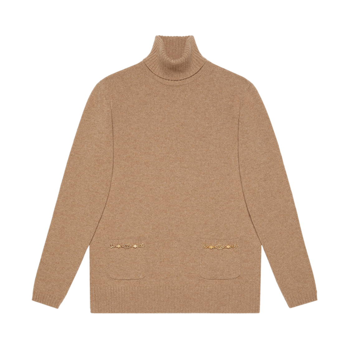 662195-XKBYJ-2184 (W) Gucci Cashmere Turtleneck with Double G Camel