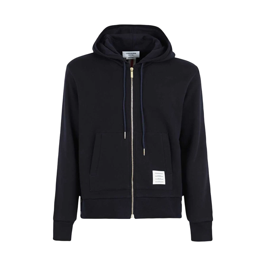Thom Browne Thom Browne Cotton Loopback Center Back Stripe Zip Hoodie Navy · 2