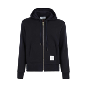 Thom Browne Cotton Loopback Center Back Stripe Zip Hoodie Navy