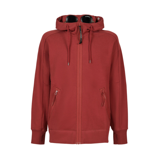 C.P. Company Diagonal Raised Fleece Goggle Hoodie Ketchup Red - 23FW