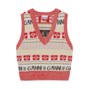 (W) Ganni Logo Wool Mix Vest Multicolour