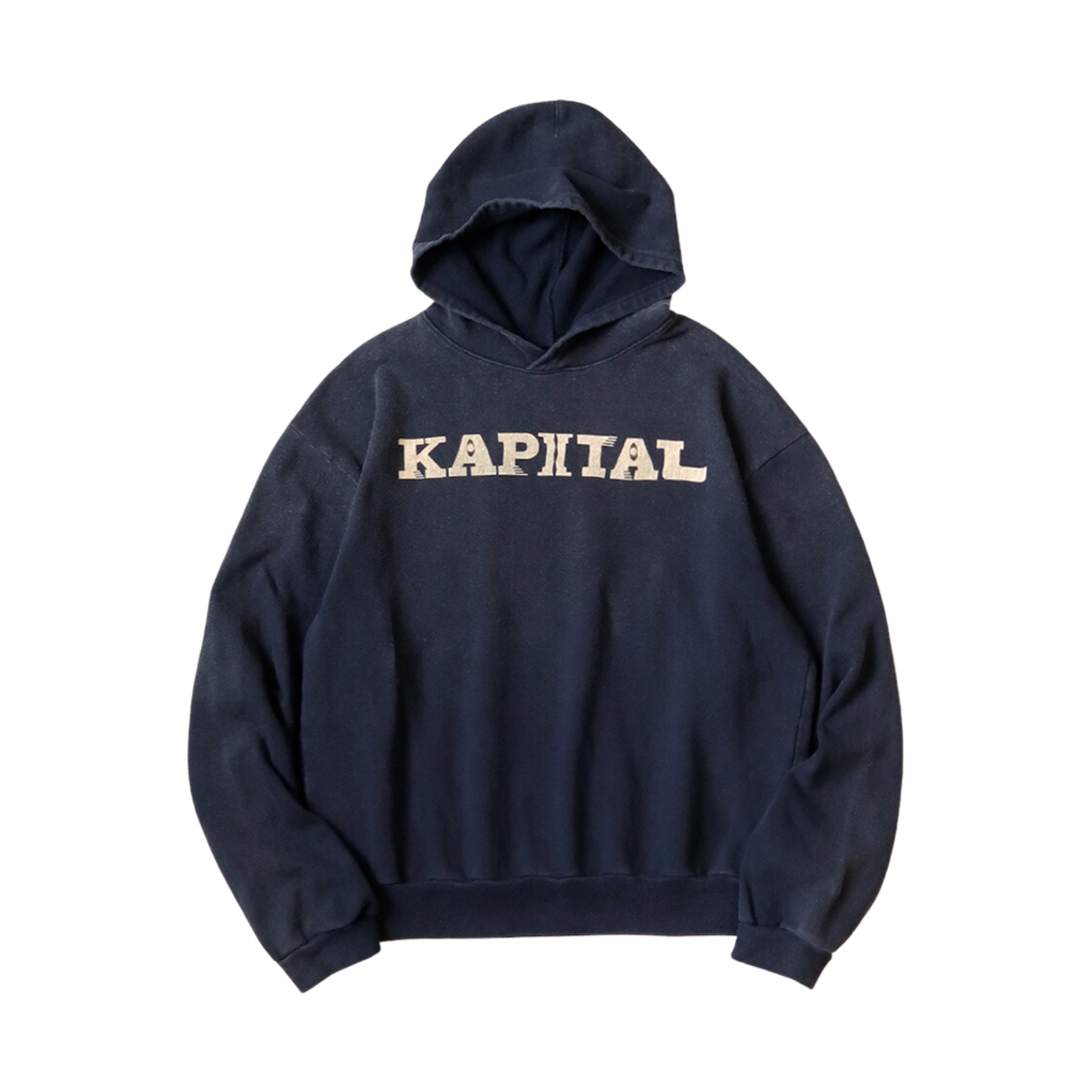 K2409LC046 Kapital Fleece Hooded Sweatshirt Speakeasy Kapital Pt Navy