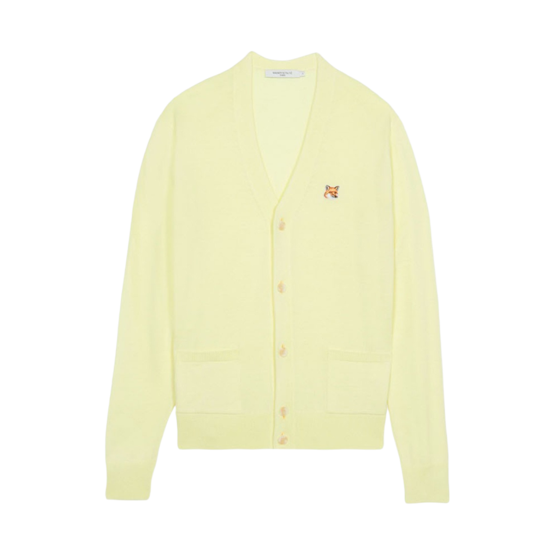 메종 키츠네 폭스 헤드 패치 클래식 가디건 라이트 옐로우(Maison Kitsune Fox Head Patch Classic Cardigan Light Yellow) - 1