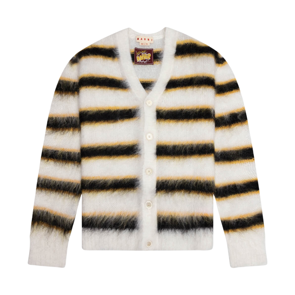 마르니 스트라이프 모헤어 가디건 릴리 화이트(Marni Striped Mohair Cardigan Lily White) - 1