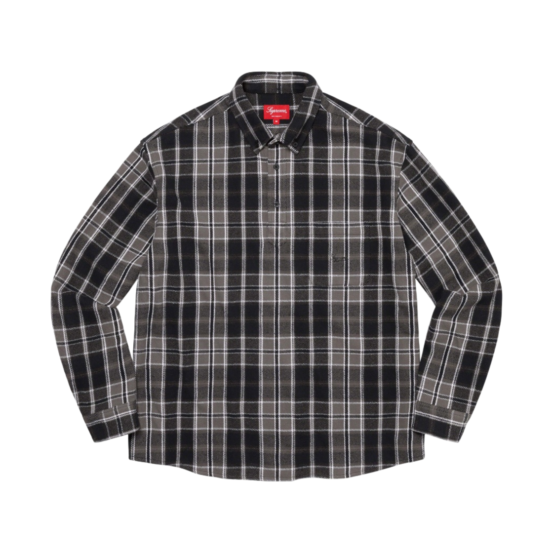 슈프림 풀오버 플레이드 플란넬 셔츠 블랙 - 23SS(Supreme Pullover Plaid Flannel Shirt Black - 23SS) - 1
