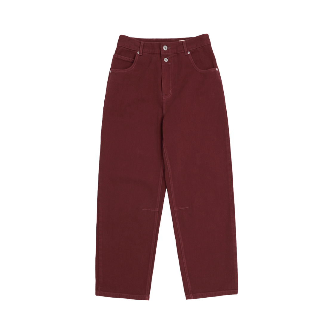 헬로선라이즈 워싱 투버튼 데님 팬츠 버건디(Hello Sunrise Washed Two Button Denim Pants Burgundy)