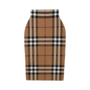 (W) Burberry Check Cotton Silk Blend Jacquard Skirt Birch Brown